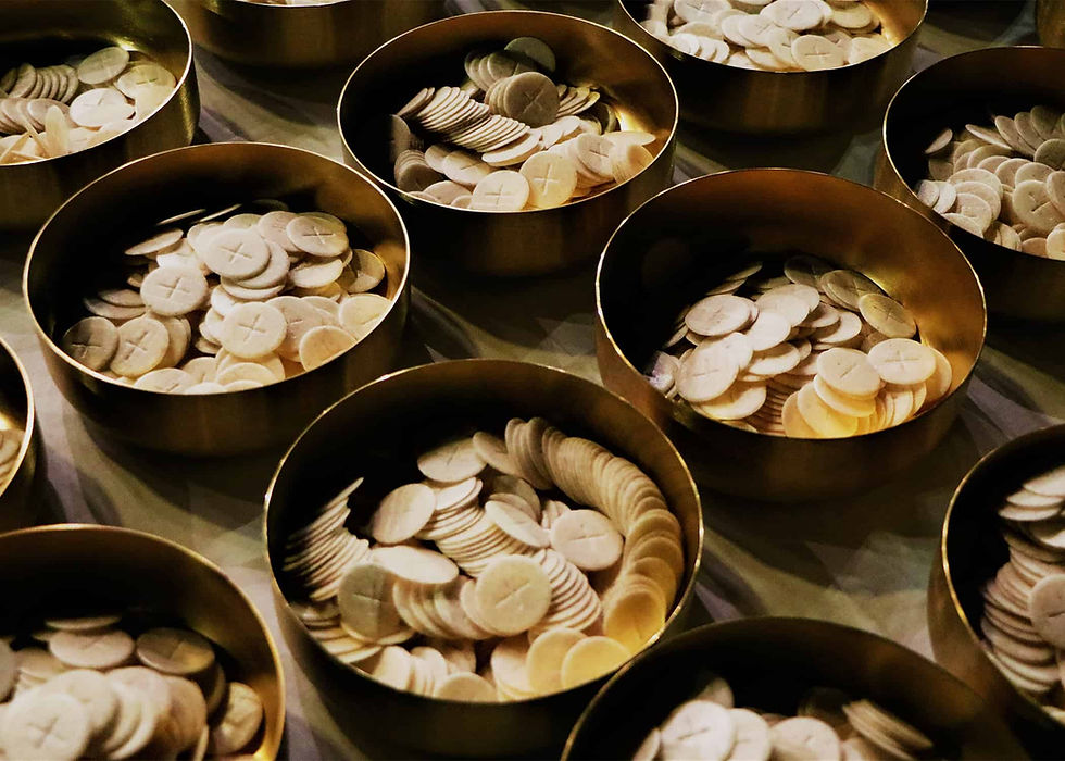 Ciboriums filled with the Eucharist