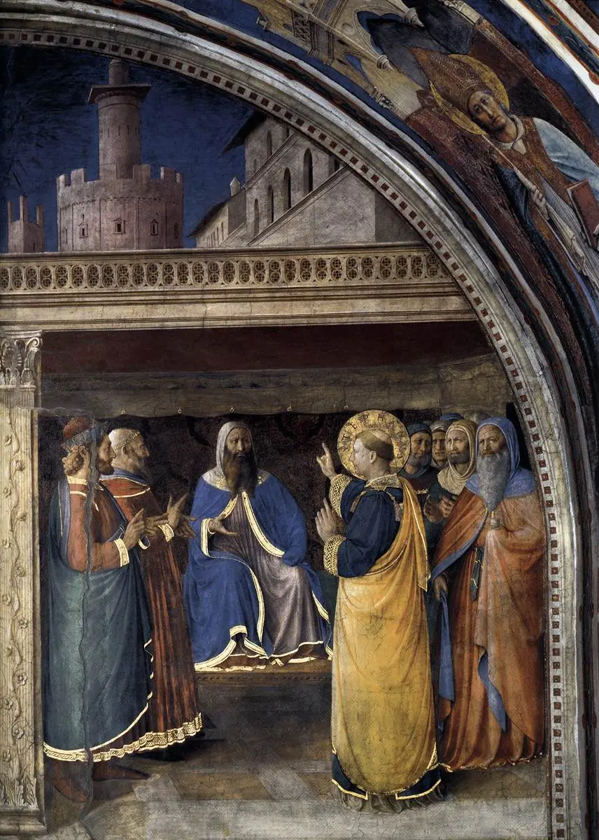 St. Peter ordains St. Stephen a deacon, handing him the chalice