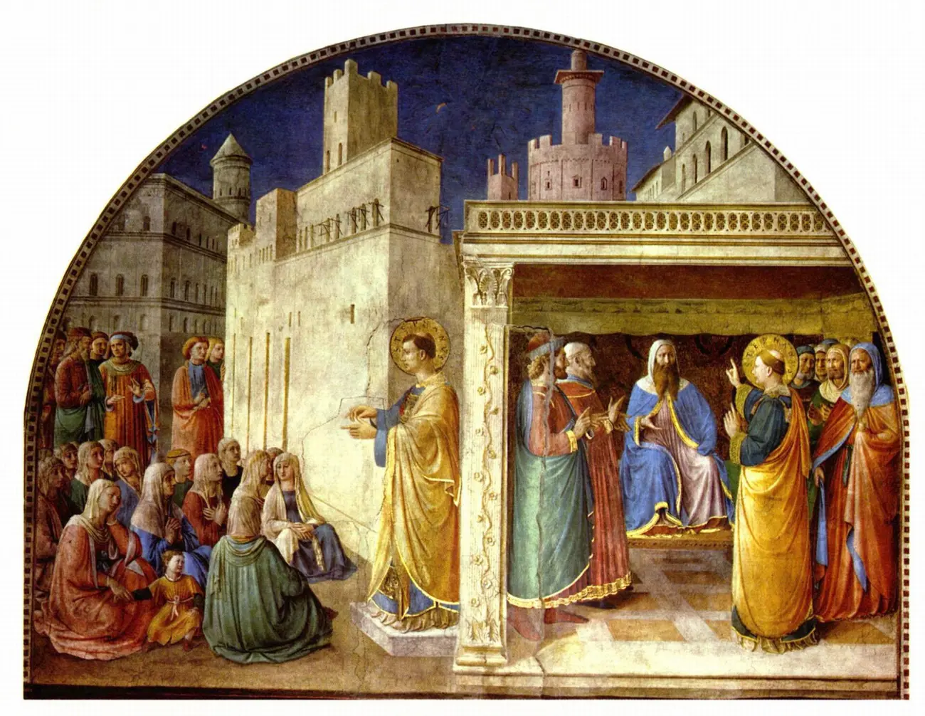 St. Stephen preaching to a seated crowd